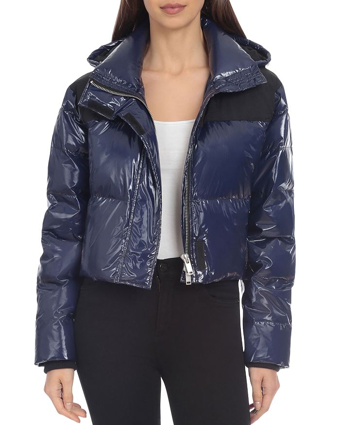 Bagatelle.nyc Bagatelle. Nyc Cropped Hooded Puffer Jacket In Navy