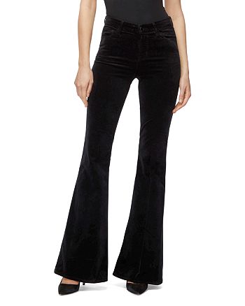 J Brand Valentina Velvet High-Rise Jeans in Black | Bloomingdale's