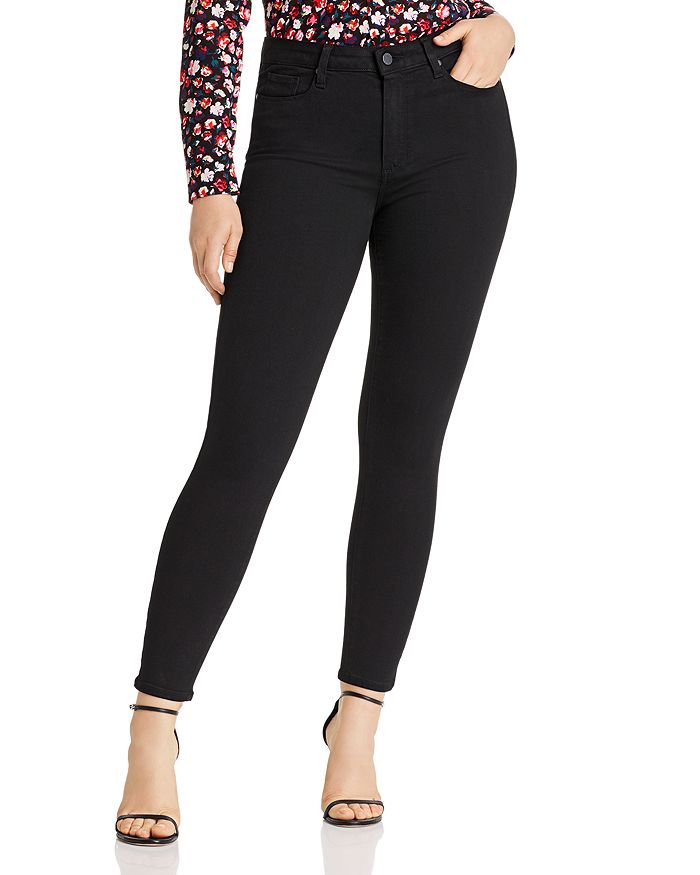 Paige Hoxton High Rise Ankle Skinny Jeans In Black Shadow