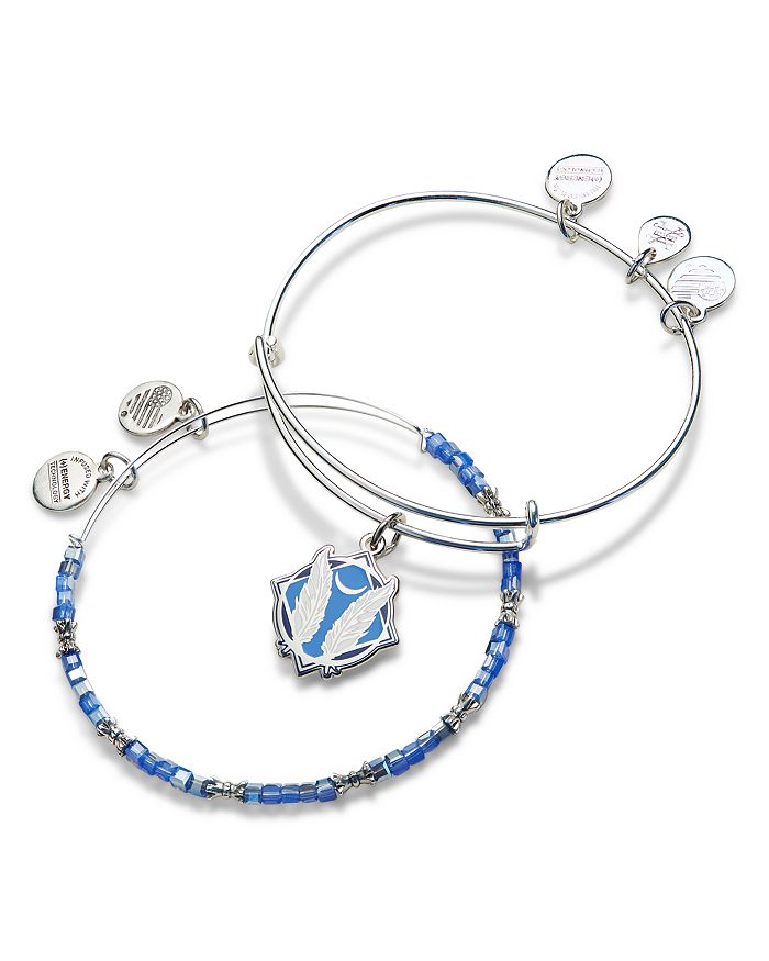Alex And Ani Godspeed Expandable Bracelets, Set Of 2 In Silver/blue