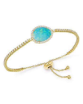 Meira T 14K Yellow Gold Diamond & Opal Bolo Bracelet | Bloomingdale's