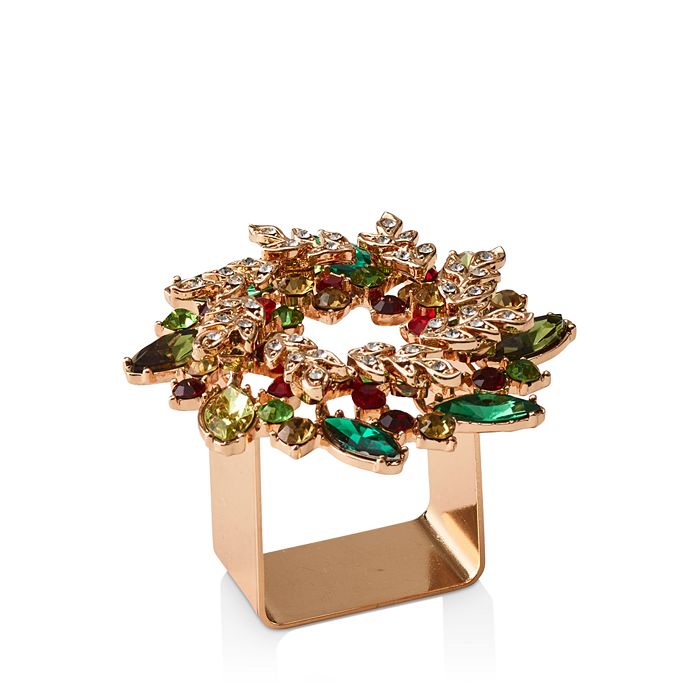 Shop Kim Seybert Wreath Napkin Ring, Set Of 4 In Red