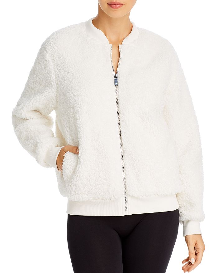 Aqua Athletic Sherpa Faux Fur Bomber Jacket - 100% Exclusive In Bisque