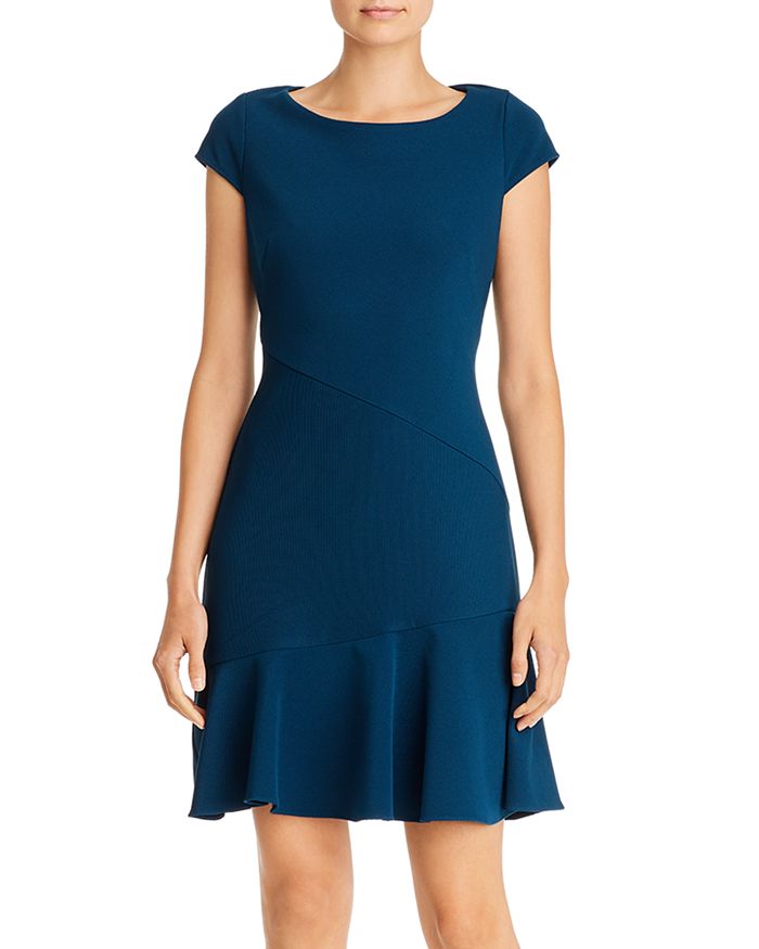 Adrianna Papell Ottoman Fit-and-flare Dress In Midnight Teal