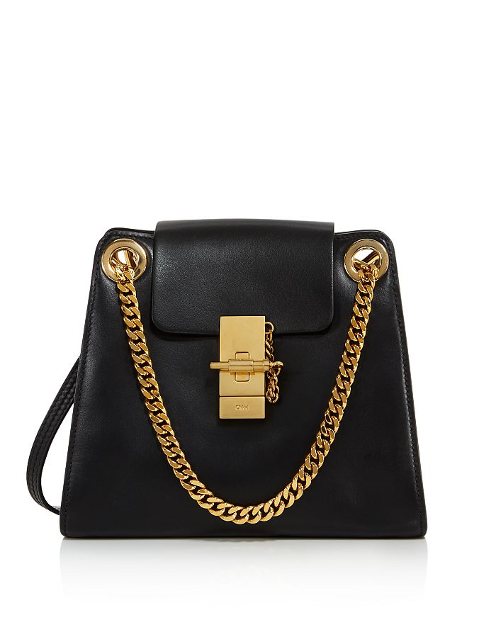 Chloé Annie Small Leather Shoulder Bag In Black/gold