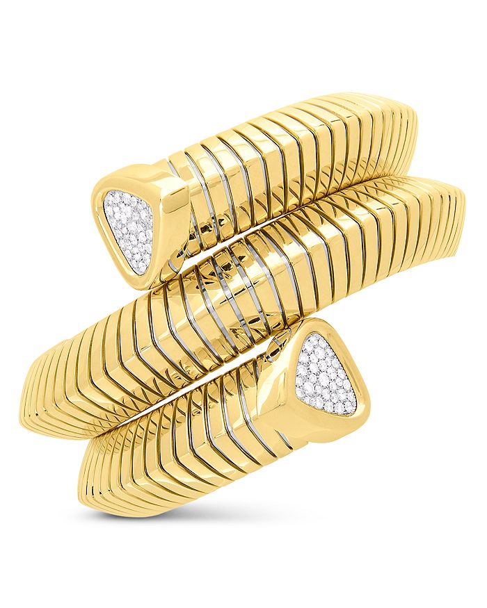 Marina B 18k Yellow Gold Trisola Bangle Bracelet With Diamonds In White/gold