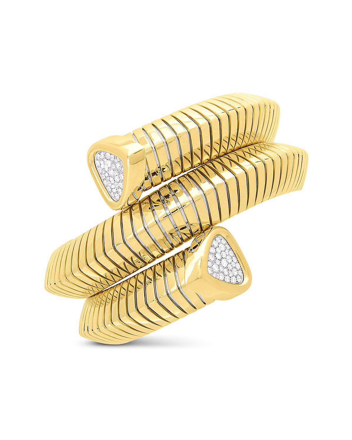 Marina B 18K Yellow Gold Trisola Bangle Bracelet with Diamonds