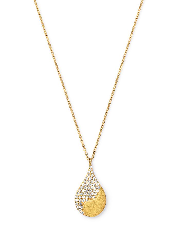 Bloomingdale's Pavé Diamond Pendant Necklace in 14K Satin Yellow Gold ...
