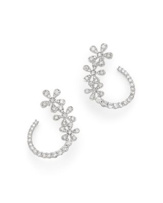 Bloomingdale's Fine Collection - Diamond Flower Front-to-Back Earrings in 14K White Gold, 1.0 ct. t.w. - Exclusive