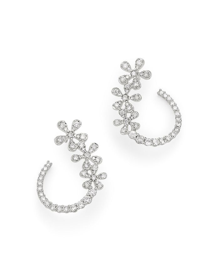 Bloomingdale's Diamond Flower Front-to-back Earrings In 14k White Gold, 1.0 Ct. T.w. - 100% Exclusive