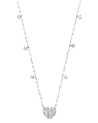 Bloomingdale's Fine Collection - Diamond Heart Pendant Necklace in 14K White Gold, 0.50 tcw
