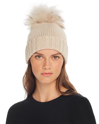 Inverni Fur Pom-pom Cashmere Beanie In 
