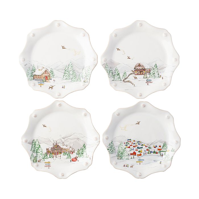Juliska Berry & Thread North Pole Scalloped Dessert/salad Plate, Set Of 4 In Multi