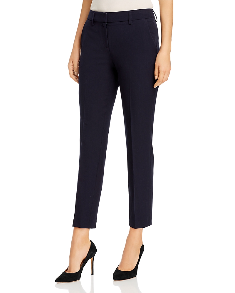 T Tahari Womens Solid Polyester Straight Leg Pants In Navy