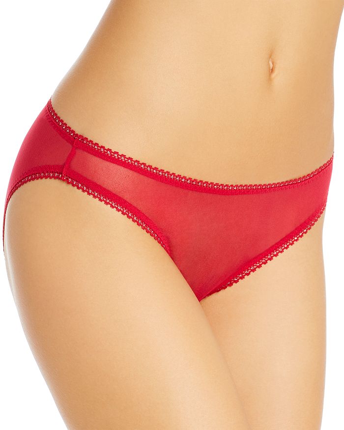 On Gossamer Mesh Hip Bikini In Cerise