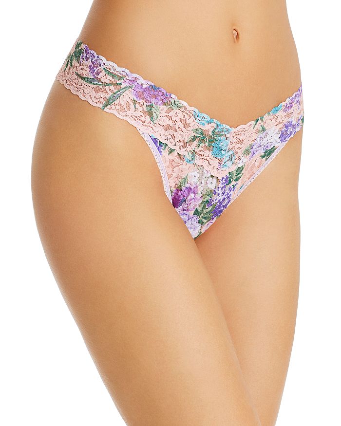 Hanky Panky Original-rise Printed Lace Thong In Ashley Floral