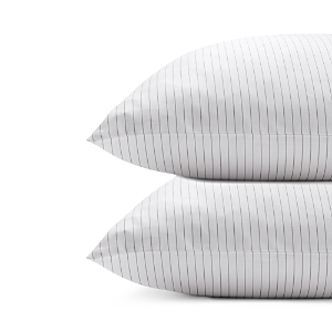 Riley Home Sateen Standard Pillowcase, Pair In White Pinstripe