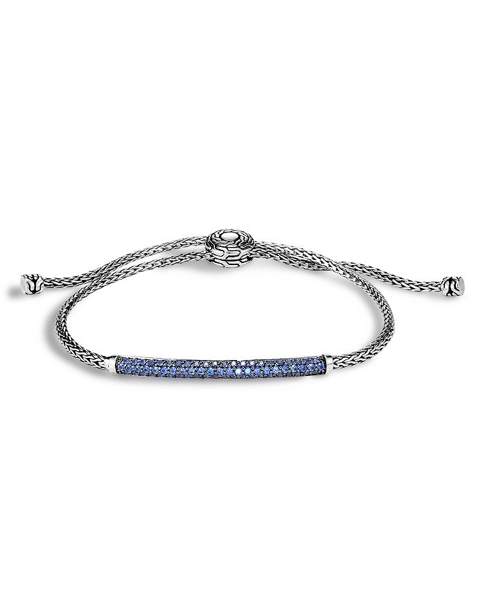 John Hardy Sterling Silver Birthstone Classic Chain Pull Through Bracelet In Blue Sapphire