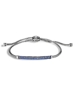 John Hardy Sterling Silver Classic Chain Blue Sapphire Pull-through Mini Chain Bracelet In Blue Sapphire