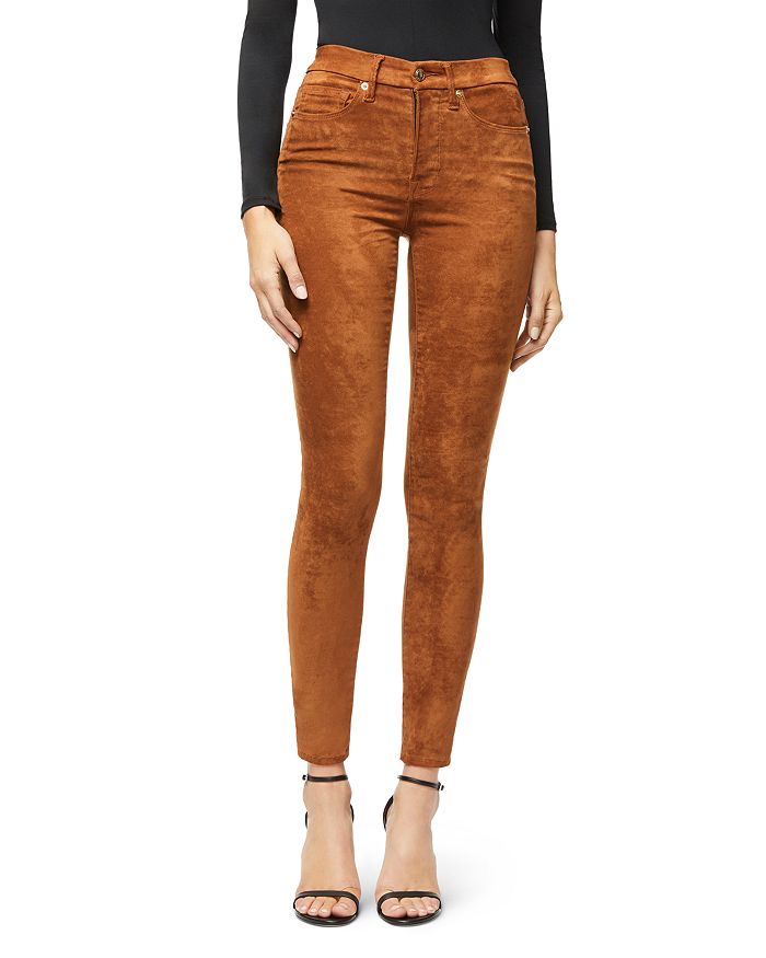 Good American Good Waist Faux Suede Pants in Tobacco01