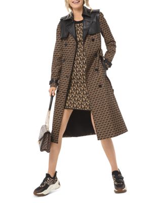 MICHAEL Michael Kors Double-Breasted Logo Jacquard Trench Coat 