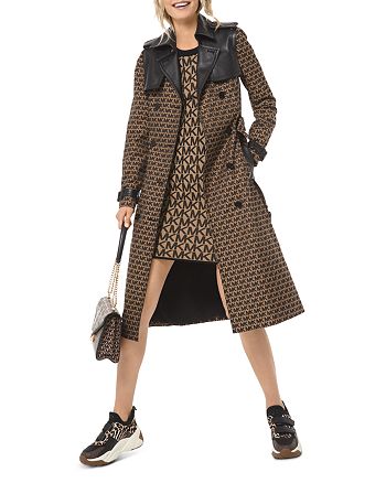 MICHAEL Michael Kors Double-Breasted Logo Jacquard Trench Coat 