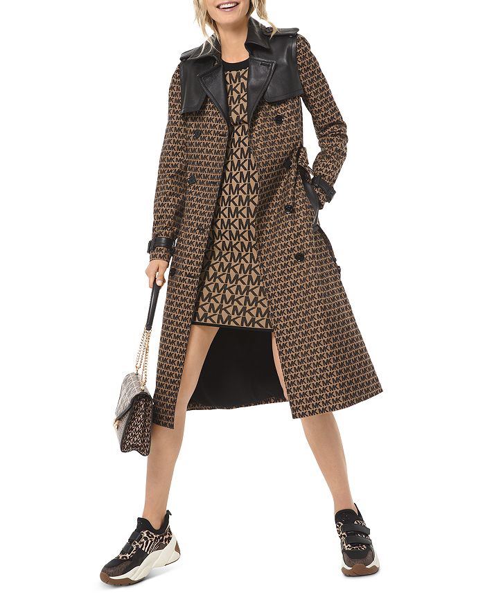 MICHAEL Michael Kors Double-Breasted Jacquard Trench Coat | Bloomingdale's