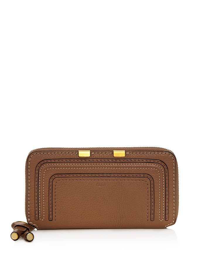 Chloé Marcie Leather Continental Wallet In Nut/brass