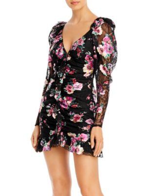For Love & Lemons Benatar Foiled Floral Mini Dress | Bloomingdale's Women
