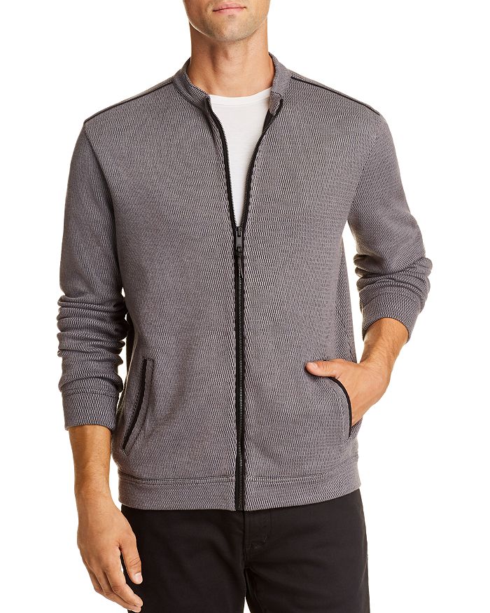 John Varvatos Double-knit Zip-up Sweater - 100% Exclusive In Nickel