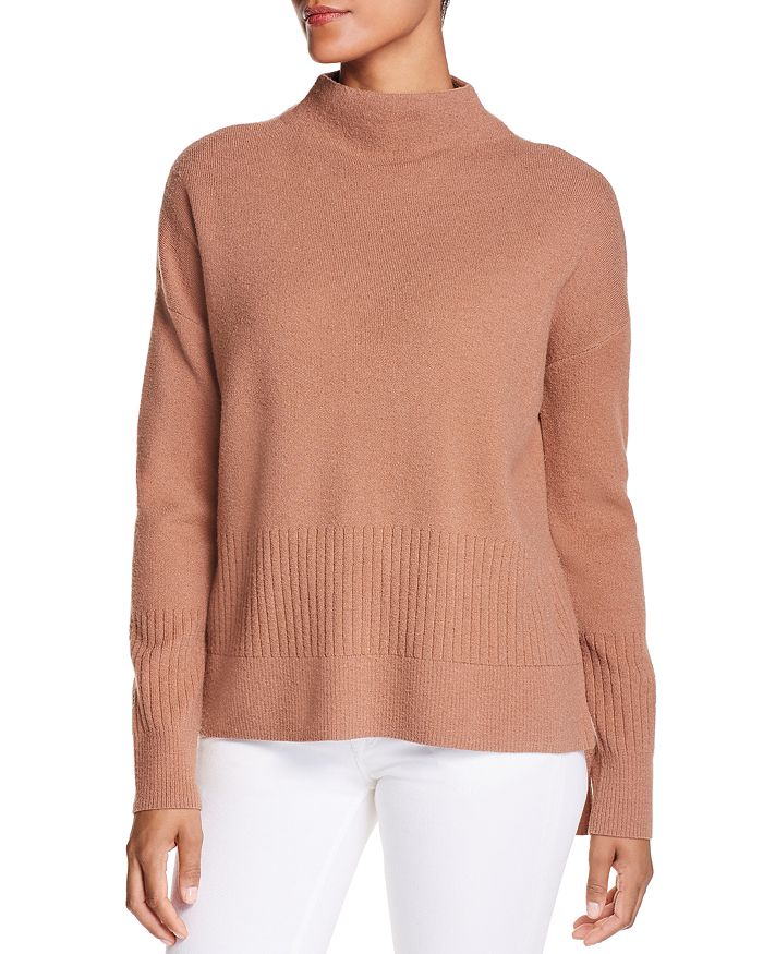 Donna Karan New York Funnel-neck High/low Sweater In Classic Camel