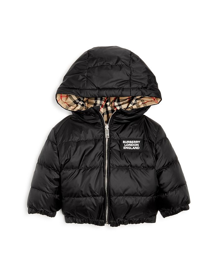BURBERRY BOYS' RAYAN REVERSIBLE HOODED DOWN JACKET - BABY,8018017