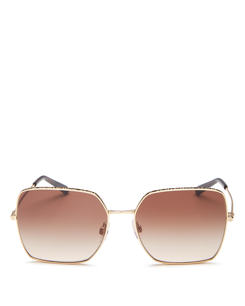Dolce & Gabbana 57mm Gradient Square Sunglasses In Gold/brown Gradient
