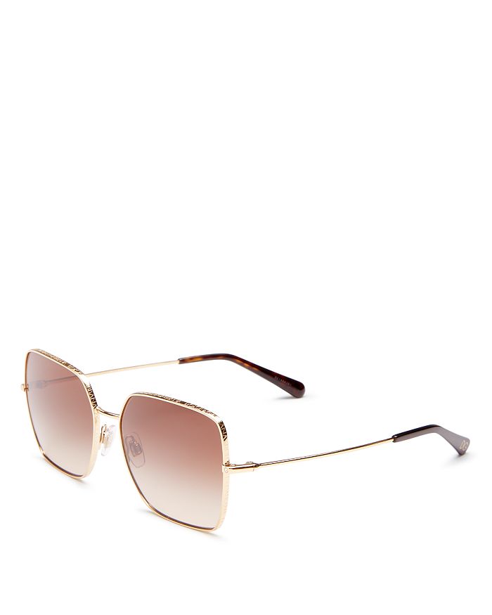 Shop Dolce & Gabbana Women's Square Sunglasses, 57mm In Gold/brown Gradient