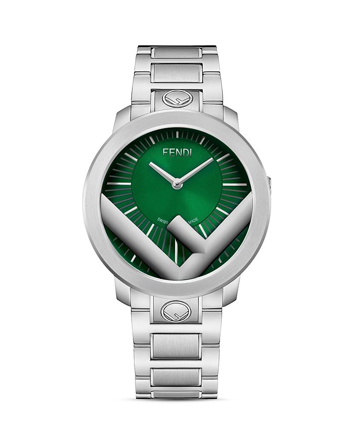 Fendi Run Away Watch, 41mm In Green/silver