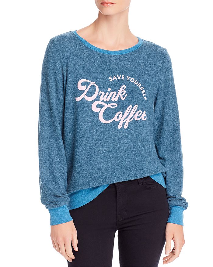 Wildfox Baggy Beach Drink Coffee Sweatshirt In Jewel
