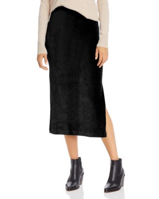 Free People Helen Rib-Knit Velour Midi Skirt | Bloomingdale's