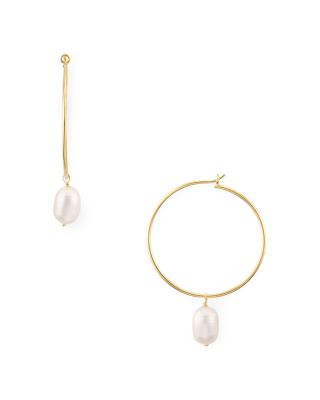 argento vivo pearl hoop earrings