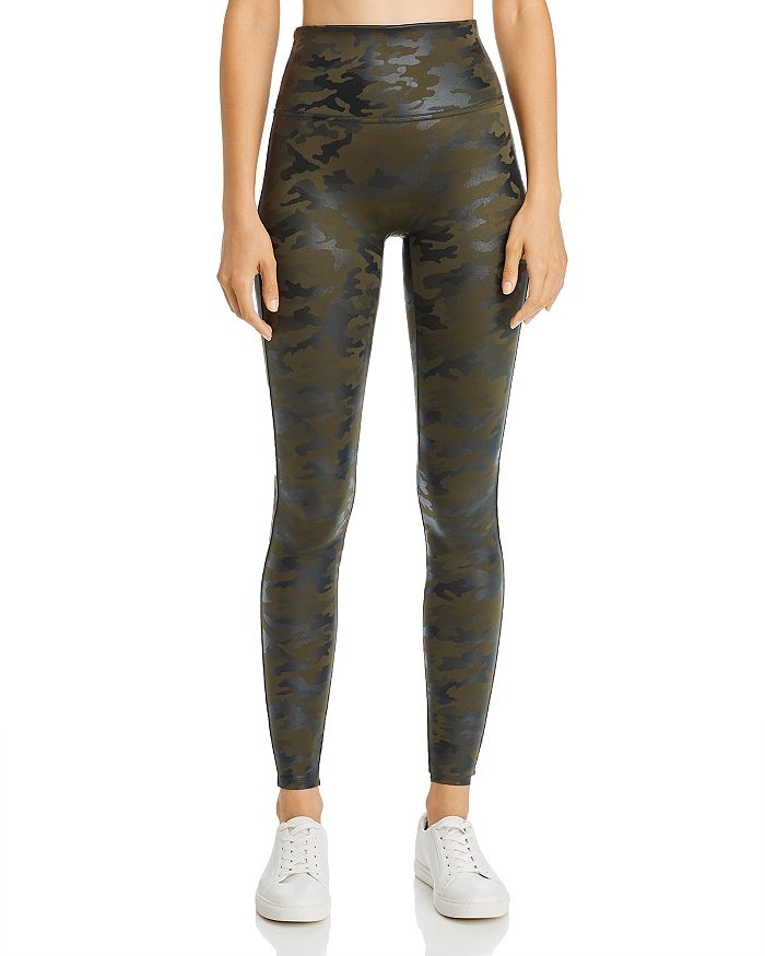 Spanx Look At Me Now High-waisted Seamless Leggings In Green Camo