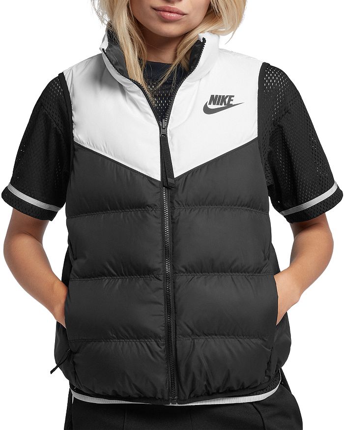 Nike Women\'s Sportswear Windrunner | ModeSens In Reversible Black Vest Sleeveless & White Down