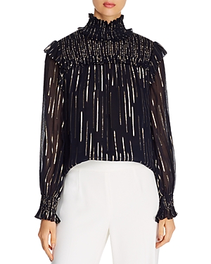 ELIE TAHARI ZARIAH METALLIC MOCK-NECK BLOUSE,ER06D509
