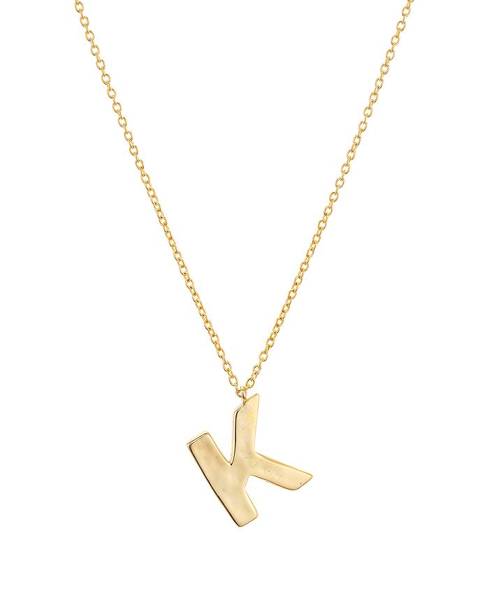 Argento Vivo Hammered Initial Pendant Necklace In 18k Gold-plated Sterling Silver, 18-20 In Gold K