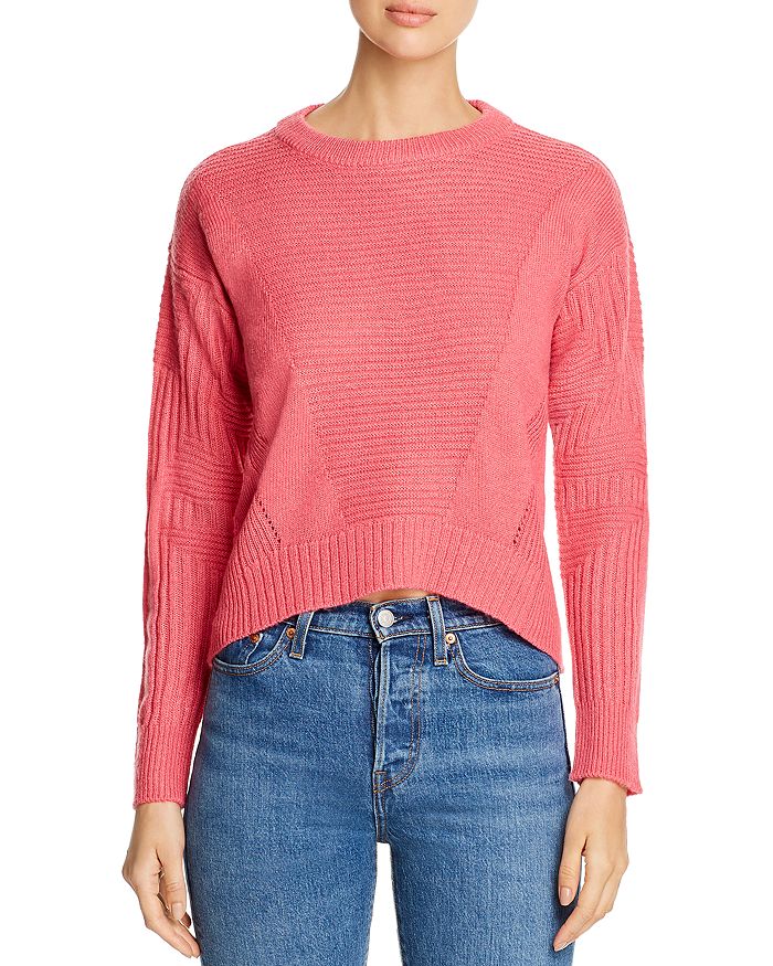 Design History Mixed-rib High/low Sweater In Hyper Pink