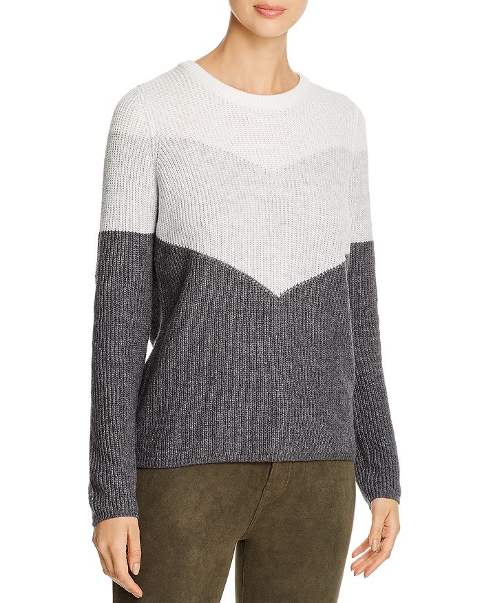 Design History Color-block Back-zip Sweater In Thunder Gray Heather