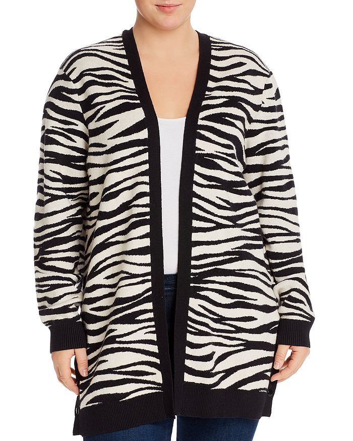 Single Thread Zebra Open Cardigan In Black | ModeSens