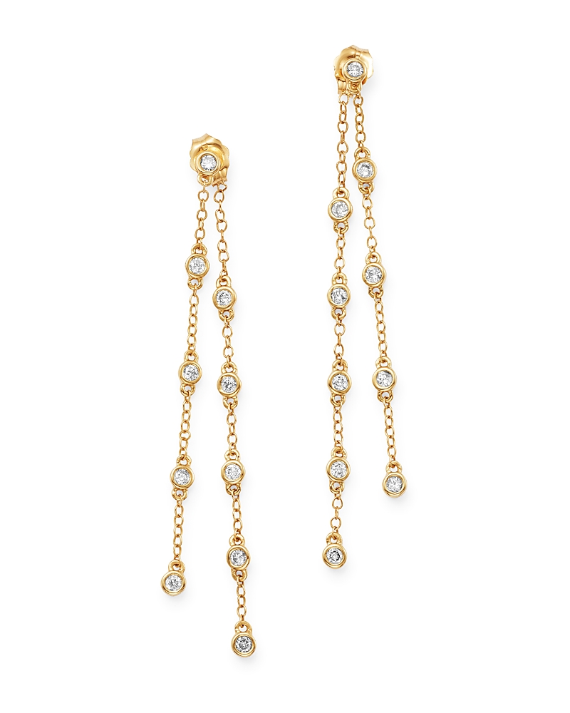Bloomingdale's Fine Collection Diamond Bezel Set Chain Station Drop Earrings in 14K Yellow Gold, 0.50 tcw