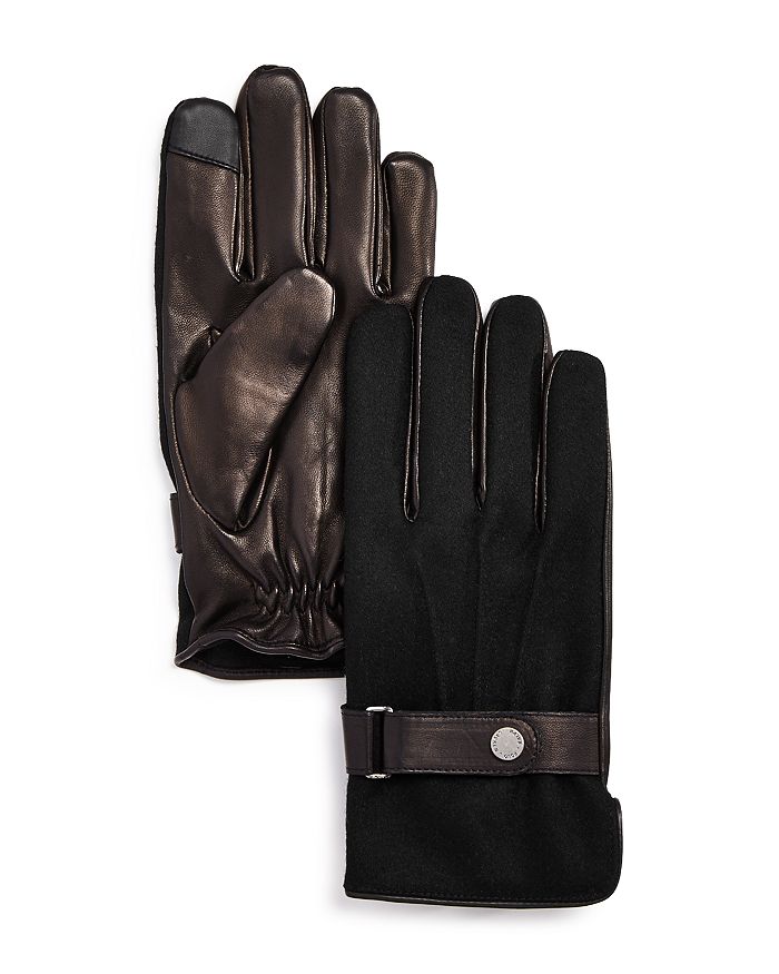 Polo Ralph Lauren Wool Melton Hybrid Gloves In Black