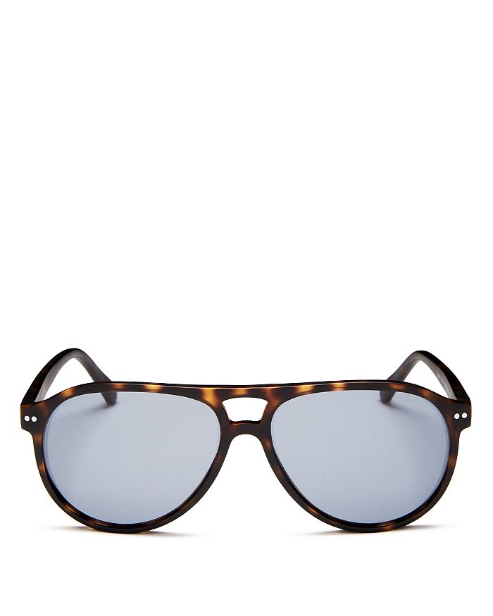 Look Optic Unisex Liam Brow Bar Aviator Sunglasses, 57mm In Tortoise/blue Solid