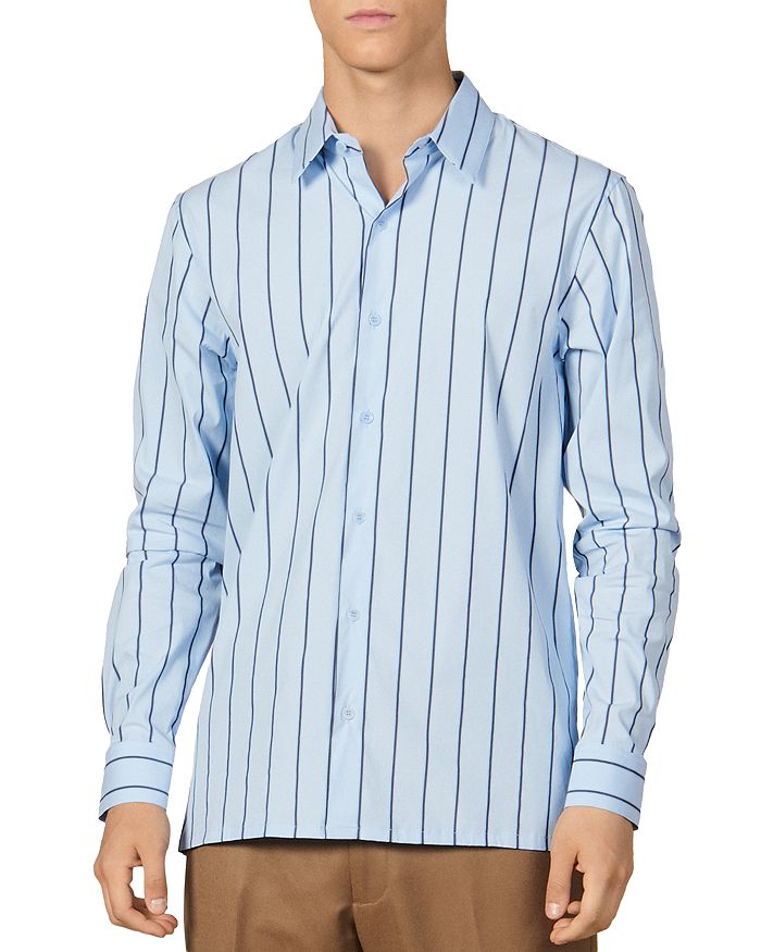 Sandro Bank Blue Striped Slim Fit Button-Down Shirt | Bloomingdale's