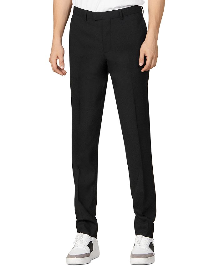 Sandro Black Wool-blend Suit Trousers In Black